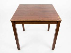 lot 8090 image: Square Wood Table with Laminate-Style Top and Four Straight Legs