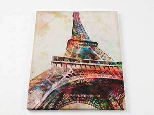 lot 8094 image: Colorful Eiffel Tower Canvas Wall Art Print, Portrait Orientation