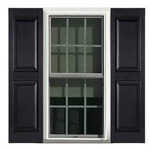 lot 8066 image: Premier Raised Panel Shutters Set of 2 Black 15 x 71 In