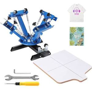 lot 8070 image: 4 Color 1 Station Screen Printing Press Kit w Platen, Springs & Pillow Block Bearings