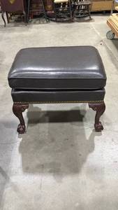 lot 200 image: Hancock & Moore leather nailhead trim ottoman 21 x 27 x 20 in
