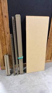 lot 211 image: Gorilla shelving unit complete railing for 4 shelves, includes extra shelf boards for a total of 8 shelves overall size is 84 x 48 x 18 in