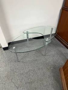 Two-Tier glass boomerang coffee table 20 x 45 x 23 in