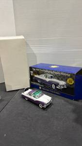 lot 1028 image: 1955 Ford Fairlane Crown Victoria purple and white  scale model car with box