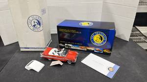 lot 1040 image: 1958 Plymouth Belvedere Convertible red scale model die cast car with box