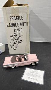 lot 1056 image: 1958 Ford Edsel Citation convertible pink scale model die cast car with box