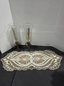 lot 2016 image: Beaded table runner with candle sticks