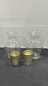 lot 2021 image: Vases and candle holders