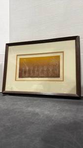 lot 2135 image: Framed matted pencil signed wall decor 16 x 21 in