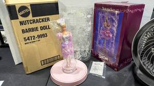 lot 3014 image: Nutcracker Barbie Doll with boxes and rotating display setup