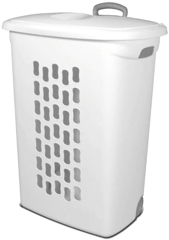 lot 18816 image: Sterilite Ultra Wheeled Hamper Plastic  White - Retail $48
