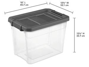 lot 18836 image: Sterilite Modular Stacker Box with Latching Lid, 30 Quart, 5-Tubs, 6-Lids. - Retail $60