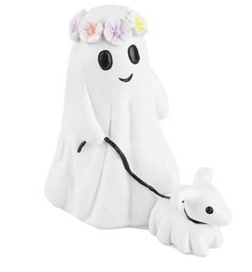lot 47690 image: Ghost Walking Dog Statue Spooky Cute Resin Home Decoration Tabletop Ornament Ghost Dog Decor - Retail $15