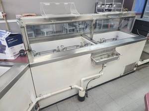lot 5451 image: Commercial Ice Cream Dipping Cabinet Freezer w Sneeze Guards & Dipper Well