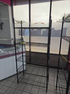 lot 18803 image: 5-Tier Black Wire Shelving Unit with Adjustable Shelves