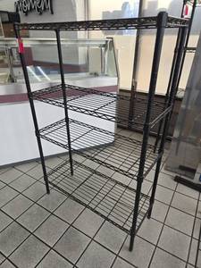 lot 18842 image: 4-Tier Black Wire Shelving Unit with Adjustable Posts