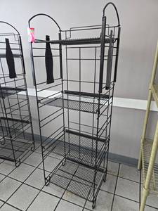 lot 18844 image: Black Wire 4-Tier Display Rack w Arched Top and Bottle-Shaped Side Panels