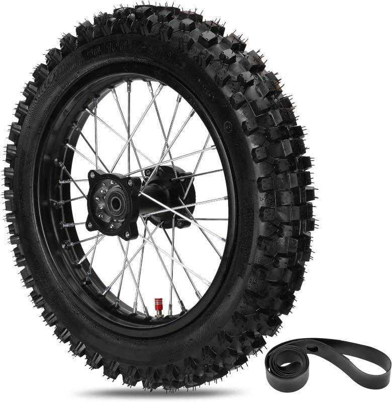 lot 301632 image: EOPOAYI 90100-14 3.00-14 Dirt Bike Rear Wheel Tire & Inner Tube Assembly Compatible with 125cc 140cc 150cc Apollo YZ85 CRF125F KLX125 TTR125 SSR TaoTao DB17 Off Road Motocross Parts with 15mm Bearing