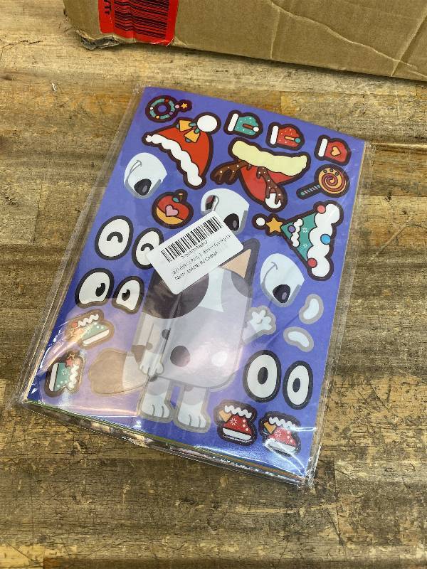 lot 9187188 image: Christmas themed Bluey stickers. Small prize for children Christmas party games