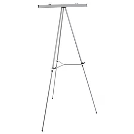 lot 311559 image: U.S. Art Supply 66 Classroom Silver Aluminum Flipchart Display Easel and Presentation Stand, Floor Tabletop, Hold 25 lb