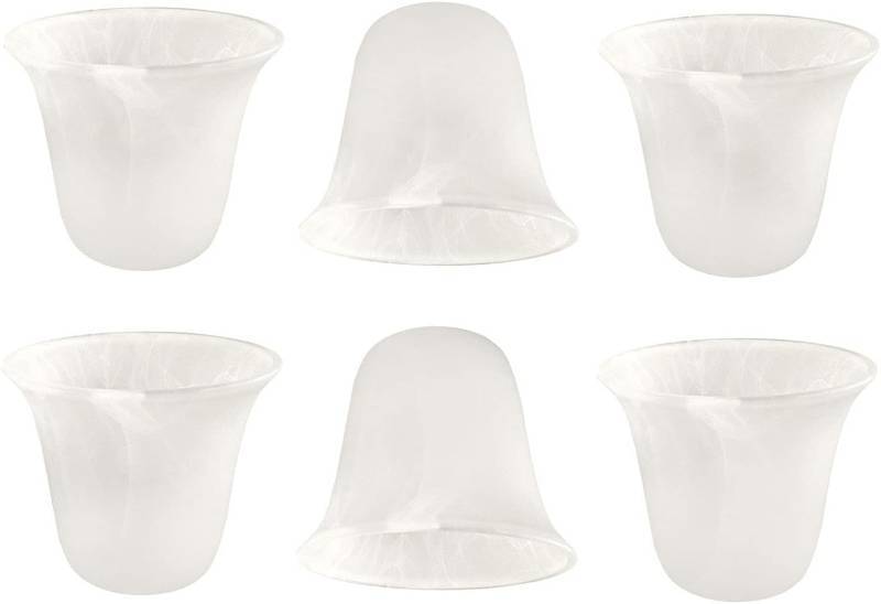 lot 131514 image: Bell Shaped Alabaster Glass Lamp Shade Replacement with 1-58-inch Fitter Opening for Ceiling Fan Light Kit Wall Sconce Pendant Light Fixture (6pcs Alabaster Glassed)