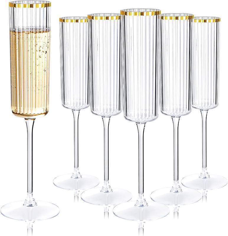 lot 131550 image: Ciaell 24 Pack Plastic Champagne Flutes for Weddings Birthdays