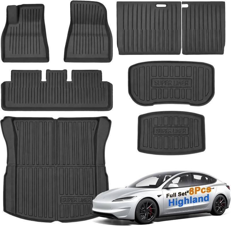 lot 231648 image: Retails for $130 SUPER LINER Tesla Model 3 Floor Mats 2024-2026 2027 All-Weather Full Set