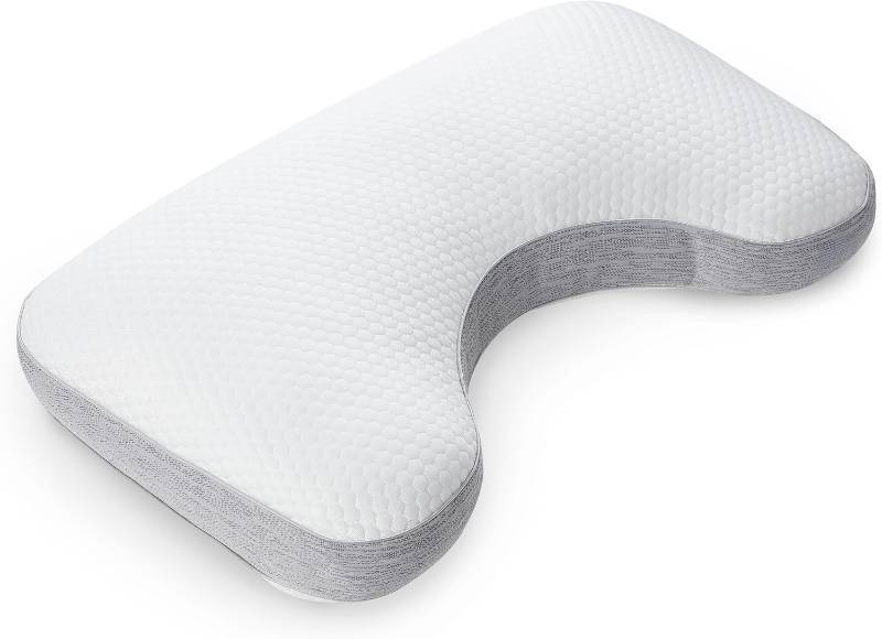 lot 331391 image: Hearth & Harbor Cooling Neck Pillow for Side Sleeper - Adjustable Shredded Memory Foam Pillows 1 Pack - King Pillows for Neck & Shoulder Pain with Washable Removable Pillow Cover - 16 x 33