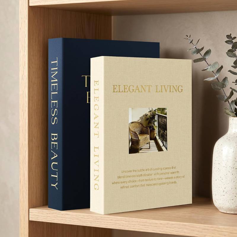 lot 431527 image: AKONEGE Set of 2 Linen Decorative Books with Hidden Storage for Home Decor