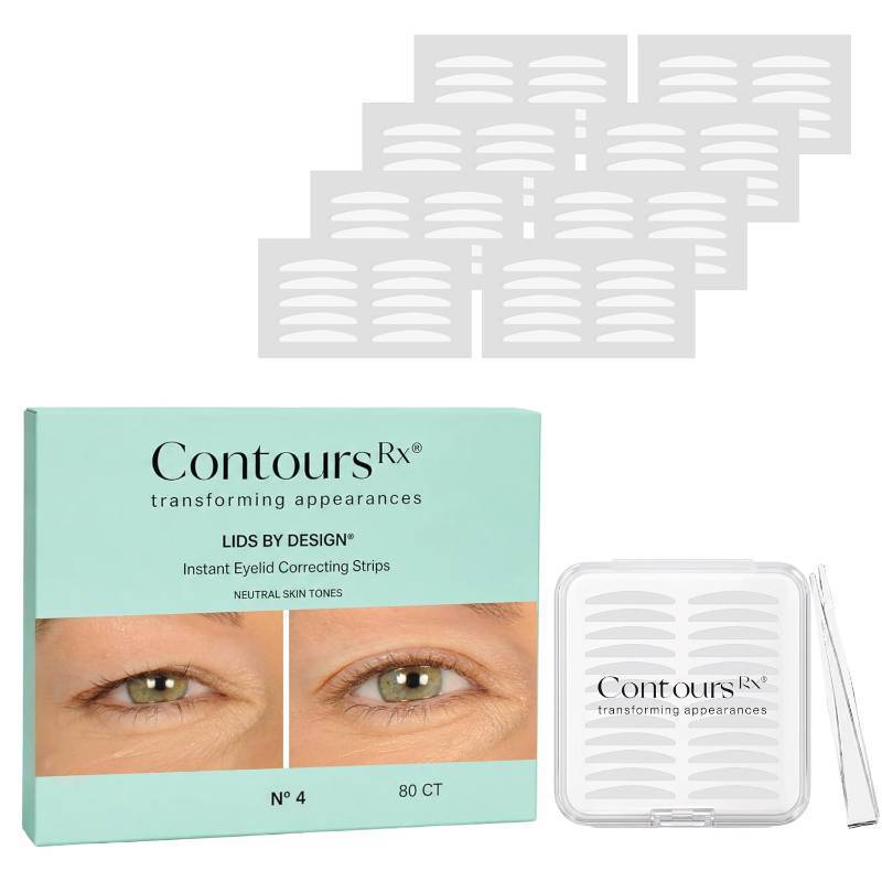 lot 442234 image: Contours Rx Lids by Design   N 4 Invisible Instant Eyelid Lift Strips for Slight Hooded, Droopy & Heavy Lids   Medical-Grade, Non-Surgical Eye Lift Tape   80 Count