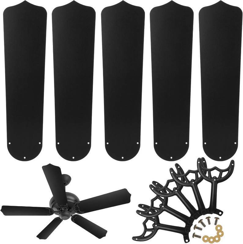 lot 251763 image: Yaocom Ceiling Fan Replacement Blades and Arms,Pointed Toe,Matte Black