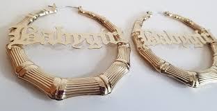 lot 351967 image: BabyGirl Nameplate Bamboo Hoops   Camille Design SF