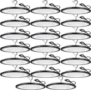 lot 331279 image: Retails for $430 YANYCN 20 Pack 150W UFO Led High Bay Light Fixture,5000K Daylight Commercial Shop Bay Lighting,120VAC,21000LM,650W MHHPS Equiv. US Plug Area Lighting for WarehouseBarnGymFactoryWorkshop