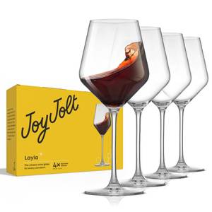 lot 1833 image: JoyJolt Red Wine Glasses, Set of 4, 17 oz Clear Crystal Layla