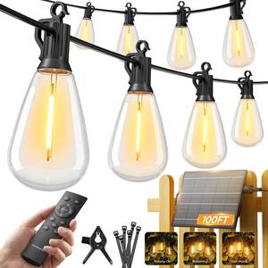 lot 1840 image: Minetom Solar String Lights 100FT S14 Bulbs IP65 Waterproof Outdoor