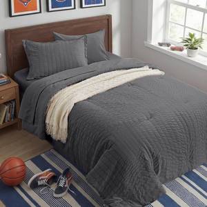 lot 1855 image: Zzlpp Twin Comforter Set 5 Piece Dark Grey Bed in a Bag