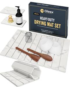 lot 1867 image: Oleex Diatomaceous Earth Dish Drying Mat Set 3-Pack 24 x 16 Inch