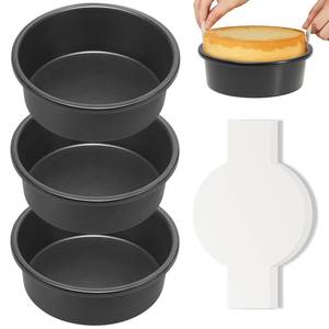 lot 1873 image: HONGBAKE Round Cake Pan Set 6 Inch 3 Pieces Nonstick Grey