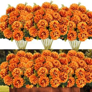 lot 1877 image: Waipfaru Artificial Fall Mums Silk Flowers 4 Bundles 14.9 Inch