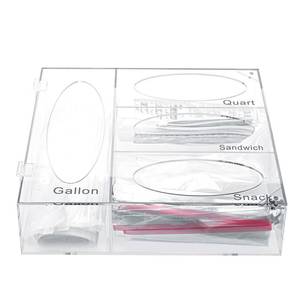 lot 1879 image: SETROVIC Acrylic Food Bag Storage Organizer, Gallon Quart Sandwich Snack Bags
