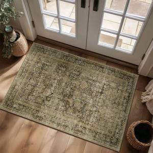 lot 1897 image: Hedwior Non-Slip Entryway Rug 3x5 Washable Door Mat OliveBeige