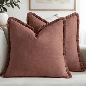 lot 1907 image: MIULEE Linen Throw Pillow Covers 22x22 Autumn Glaze