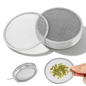 lot 2006 image: 12 Pack Stainless Steel Mesh Sprouting Lids 3.39 in Wide Mouth