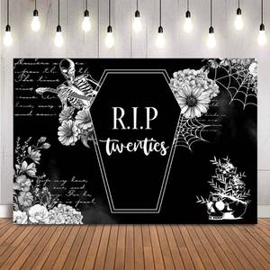 lot 2044 image: ZIOBUEMY Birthday Backdrop RIP Twenties Death to My 20s 7x5 Ft