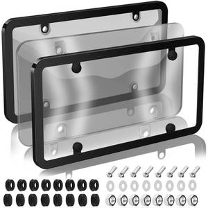 lot 2046 image: RYHYC 2 Pcs Clear License Plate Covers & Frames Combo 12.2 x 6.2 In