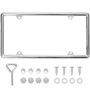 lot 2047 image: Hanwell Products Chrome License Plate Frame, Zinc Alloy, 12 x 6 in, 4-Hole