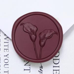 lot 2394 image: UNIQOOO Wax Seal Stickers 3D Calla Lily Floral Burgundy Red 50 Pcs 1.2 Inch