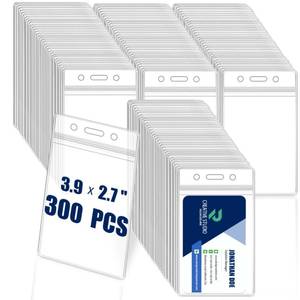 lot 2418 image: COLOGO 300 Pack Vertical Plastic Name ID Badge Holder for Lanyard