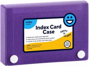 lot 2439 image: Enday Index Card Holder, Purple, 3x5 with 5 Tab Dividers, Holds 100 Cards