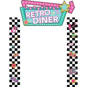 lot 2451 image: Peryiter 3 Pcs 50s Retro Diner Party Backdrop Banner Set
